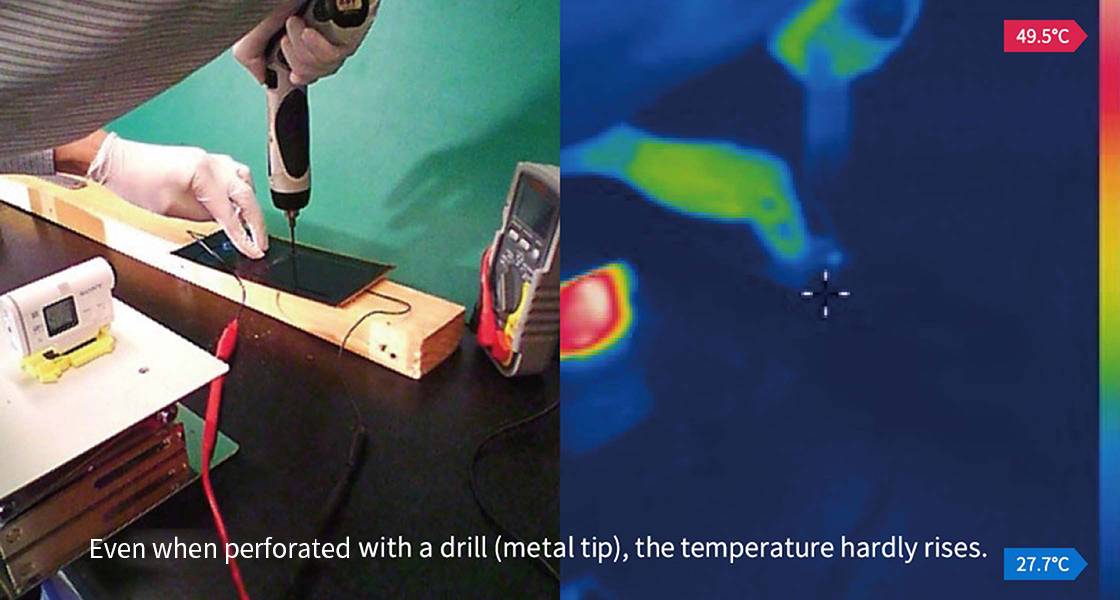 Even when drilling with a drill (metal tip), the temperature hardly rises.
